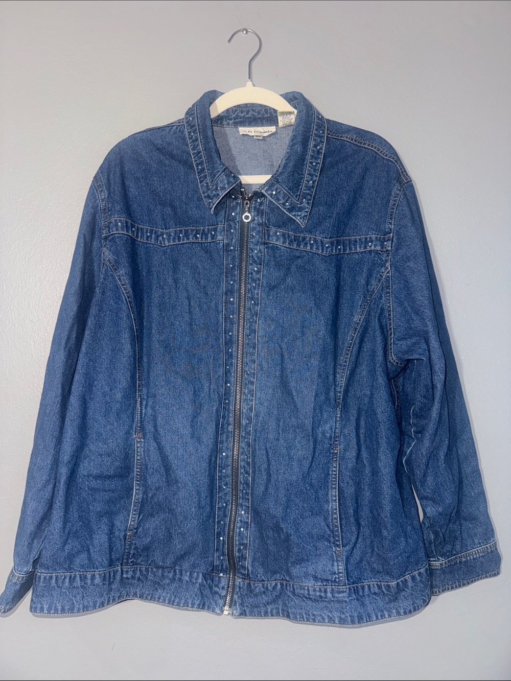Women’s Dark Blue Denim Zip-Front Jacket